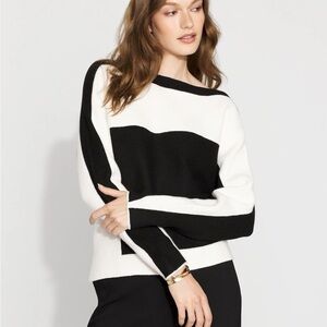 White House Black Market Colorblocked Asymmetric Hem Sweater